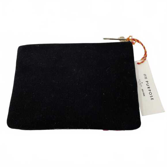 kate spade Bird Beaded Pouch | Black 100% Cotton Clutch | Regular OS